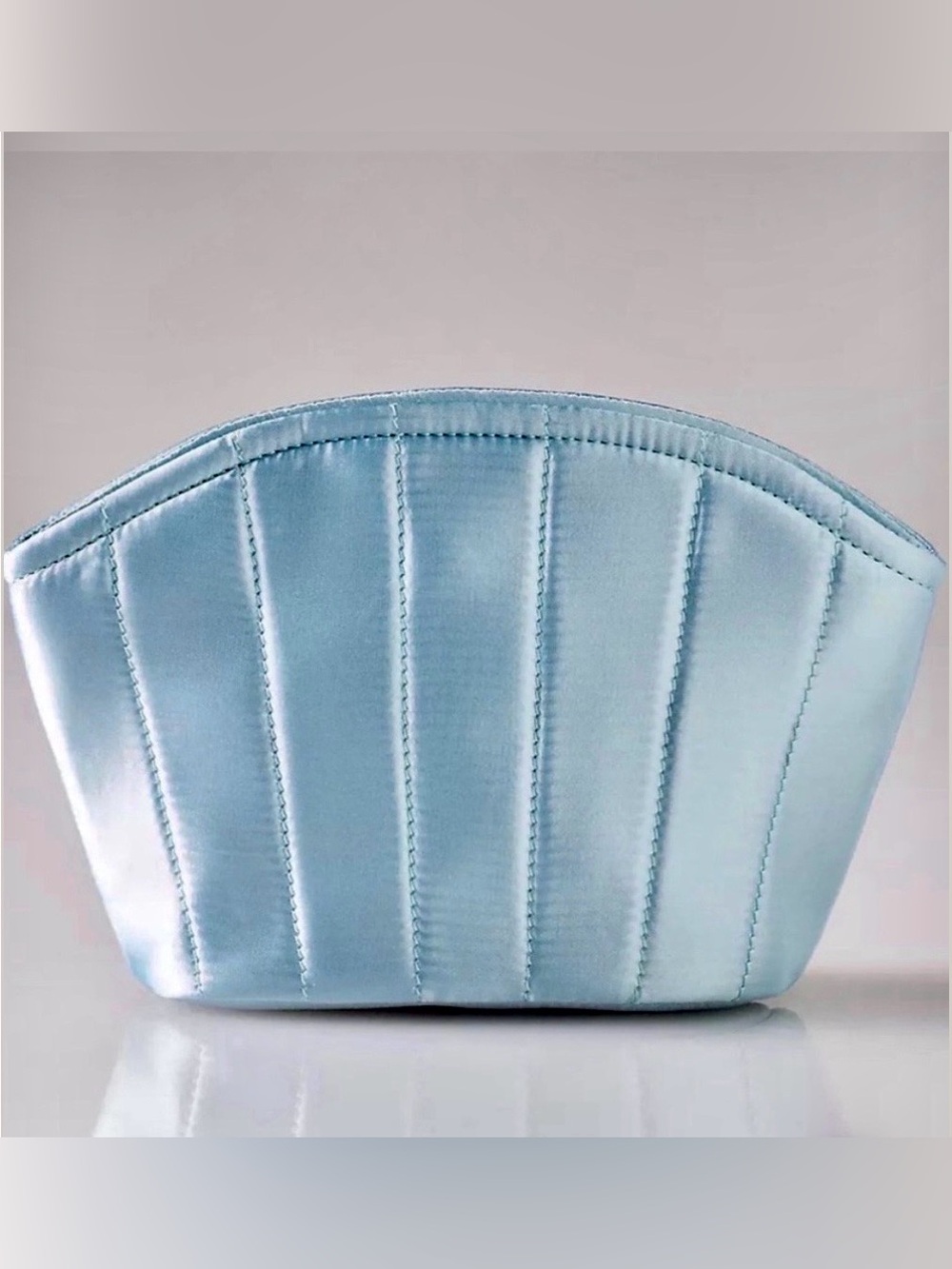 Anthropologie Light Blue Quilted Cosmetic Pouch